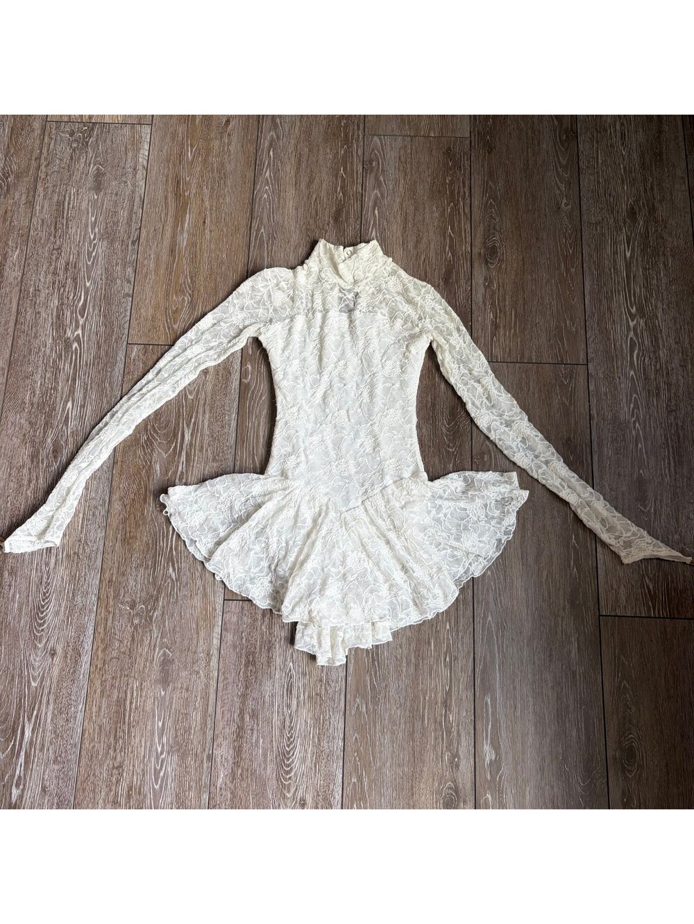 Sagester Made in Italy Ivory Lace Figure Skating Dress Adult Small S
